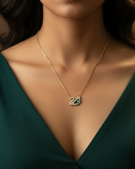 SKY BLUE DIAMOND SWAN KRISTHA NECKLACE
