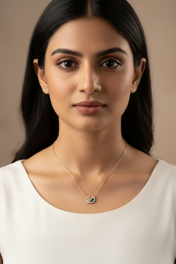 SKY BLUE DIAMOND SWAN KRISTHA NECKLACE