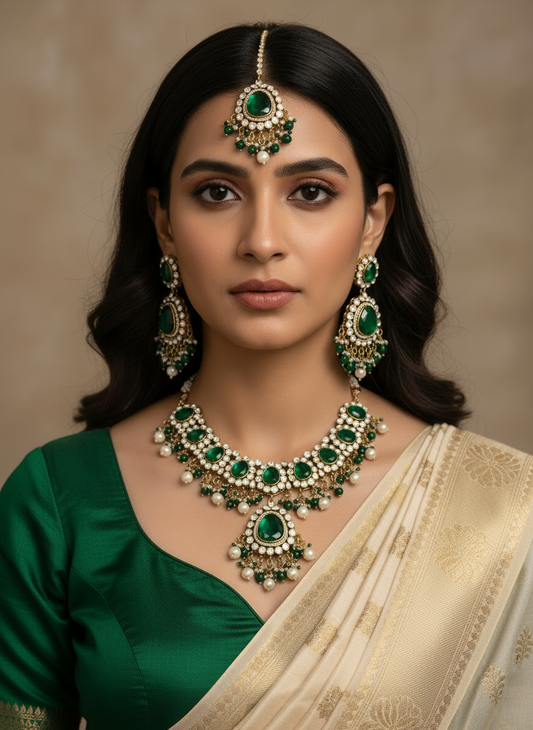 GREEN PRARTHNA JEWELLERY SET
