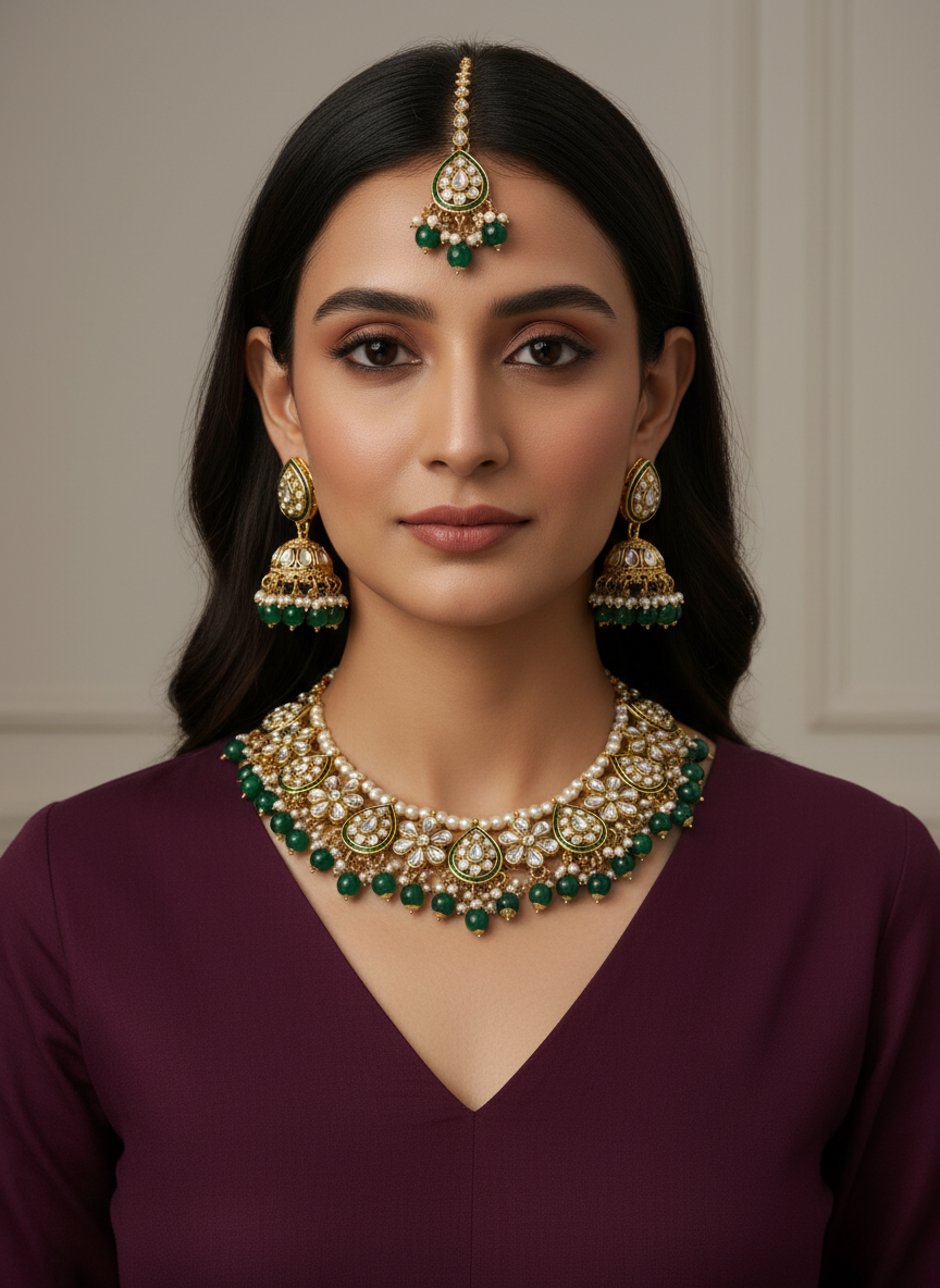 GREEN SANDHYA JEWELLERY SET