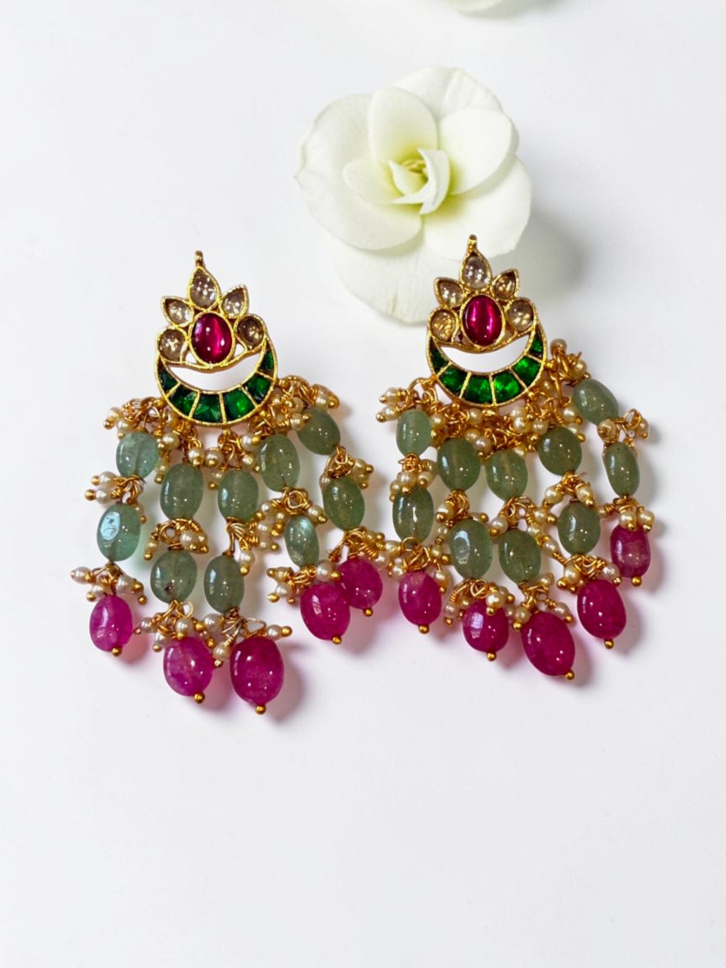 GREEN CRESCENT BHAKTI EARRINGS