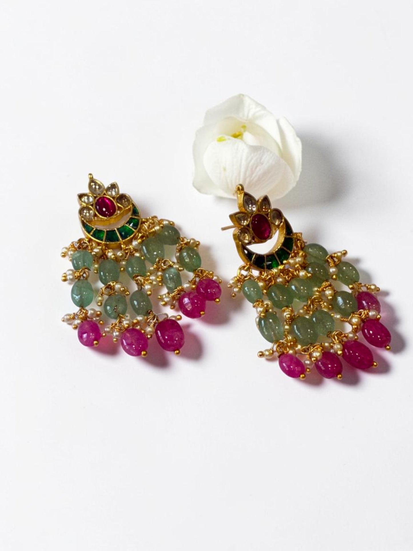 GREEN CRESCENT BHAKTI EARRINGS