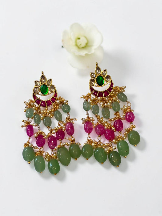 MAGENTA PINK CRESCENT BHAKTI EARRINGS