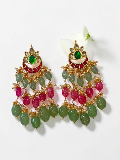 MAGENTA PINK CRESCENT BHAKTI EARRINGS
