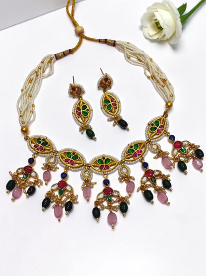 PINK-GREEN JHANKHNA HERITAGE JEWELLERY SET