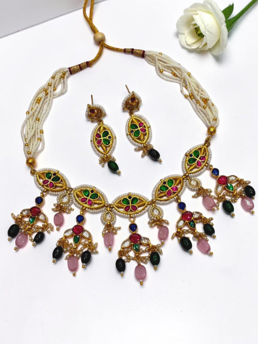 PINK-GREEN JHANKHNA HERITAGE JEWELLERY SET