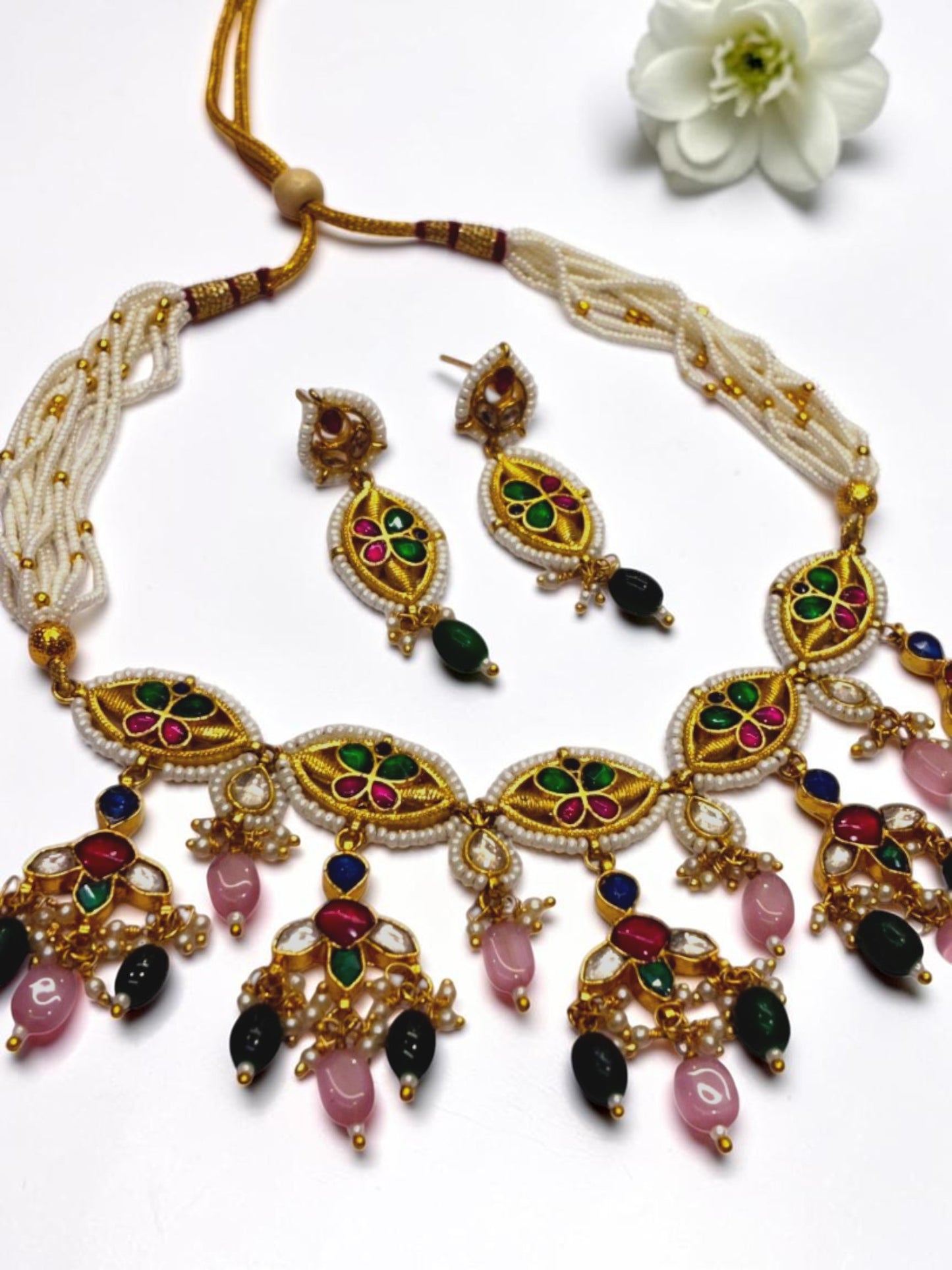 PINK-GREEN JHANKHNA HERITAGE JEWELLERY SET