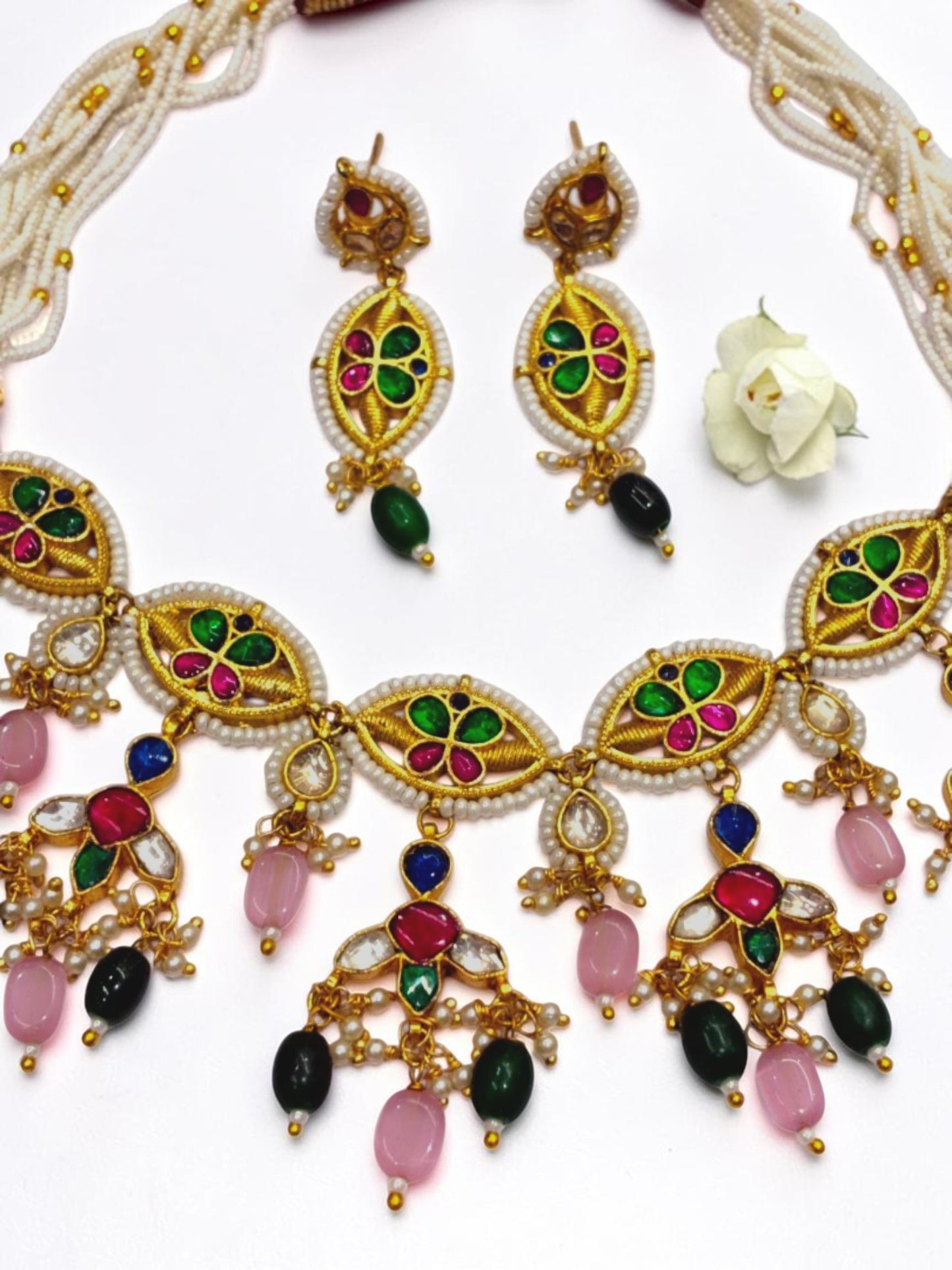 PINK-GREEN JHANKHNA HERITAGE JEWELLERY SET