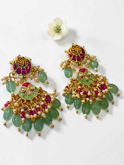 PINK-SEA GREEN DHARA EARRINGS