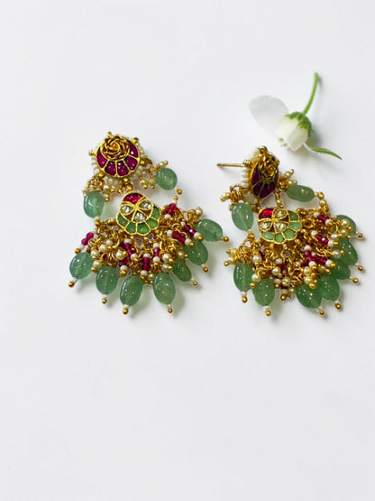PINK-SEA GREEN DHARA EARRINGS