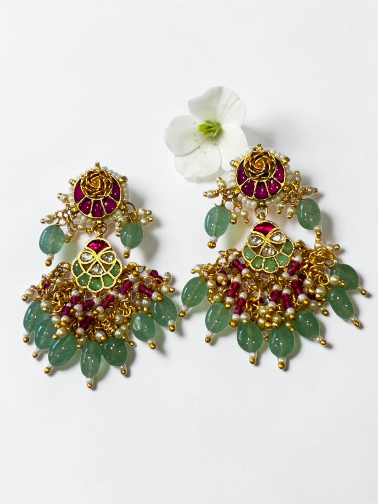 PINK-SEA GREEN DHARA EARRINGS