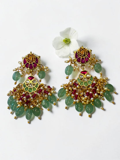 PINK-SEA GREEN DHARA EARRINGS