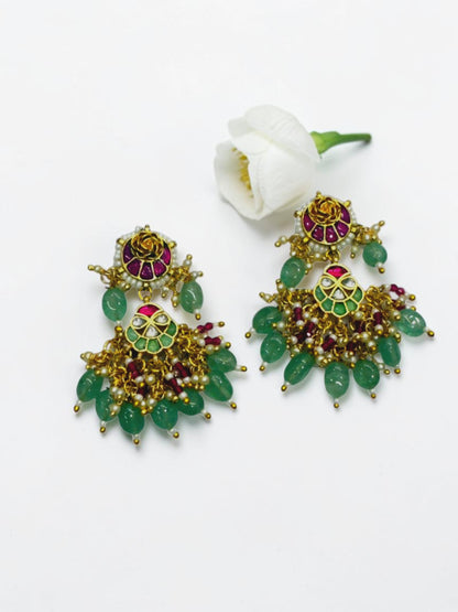 RUBY-SEA GREEN DHARA EARRINGS