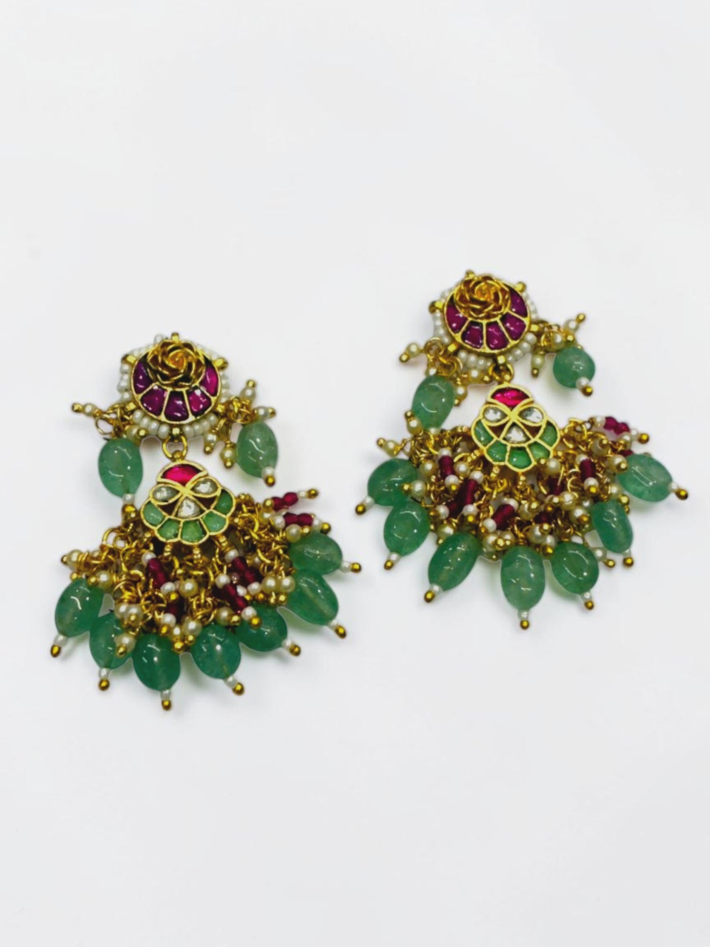RUBY-SEA GREEN DHARA EARRINGS