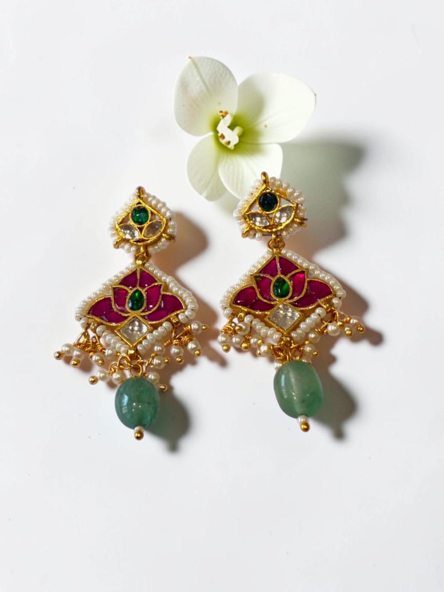 MAGENTA LOTUS KAMLA EARRINGS
