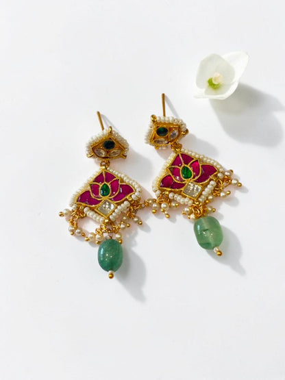 MAGENTA LOTUS KAMLA EARRINGS