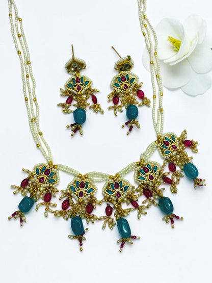 SEA BLUE LOTUS SHANTA HERITAGE JEWELLERY SET