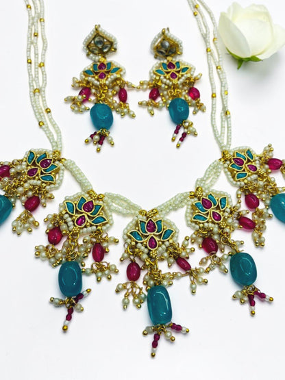 SEA BLUE LOTUS SHANTA HERITAGE JEWELLERY SET