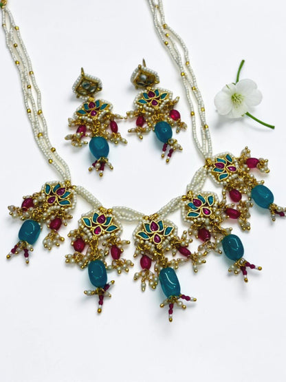 SEA BLUE LOTUS SHANTA HERITAGE JEWELLERY SET