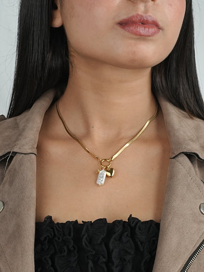 CHARMS LIKE HEART, STAR, PEARL WITH GOLDEN ANTI TARNISH CHAIN