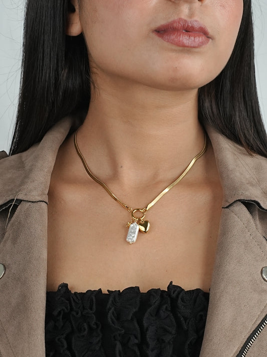 CHARMS LIKE HEART, STAR, PEARL WITH GOLDEN ANTI TARNISH CHAIN