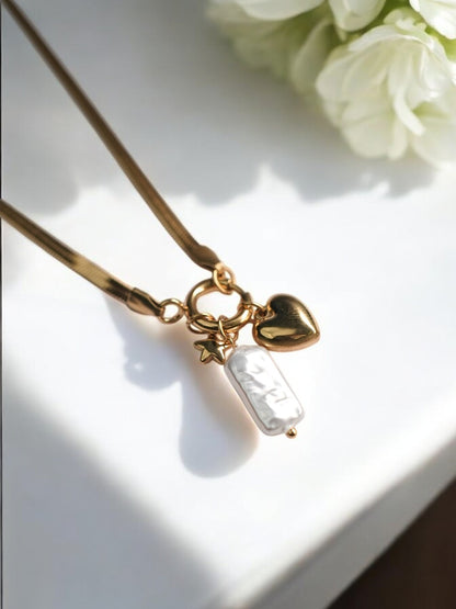 CHARMS LIKE HEART, STAR, PEARL WITH GOLDEN ANTI TARNISH CHAIN
