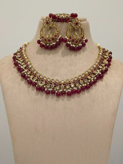 RED MADHUJA  JEWELLERY SET
