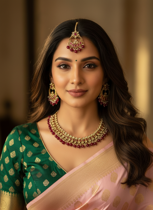 RED MADHUJA  JEWELLERY SET