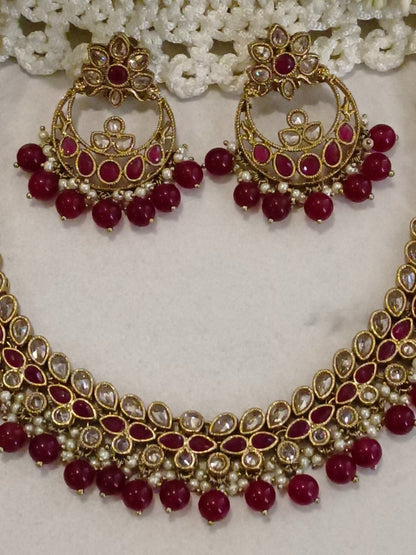 RED MADHUJA  JEWELLERY SET