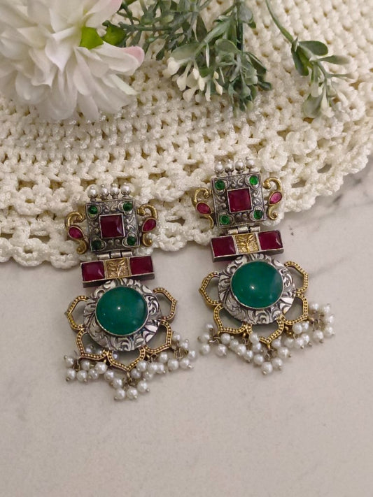 MULTI VAIBHAVYA GERMAN SILVER EARRINGS