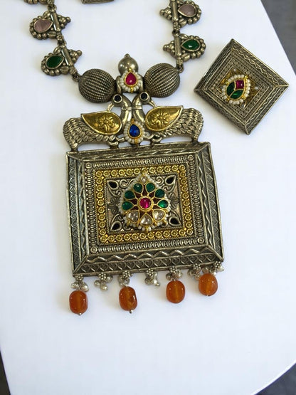 GOLD AALEY GERMAN SILVER JEWELLERY SET