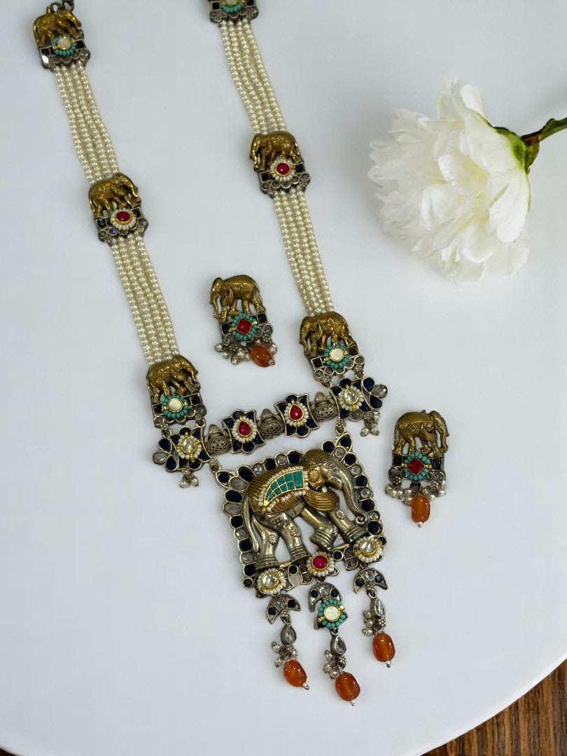 BLUE MARLENA GERMAN SILVER JEWELLERY SET