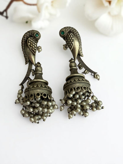 SILVER BIRDS SANSVI GERMAN SILVER EARRINGS