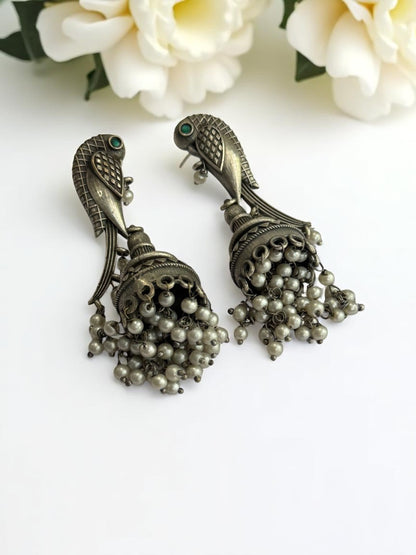 SILVER BIRDS SANSVI GERMAN SILVER EARRINGS