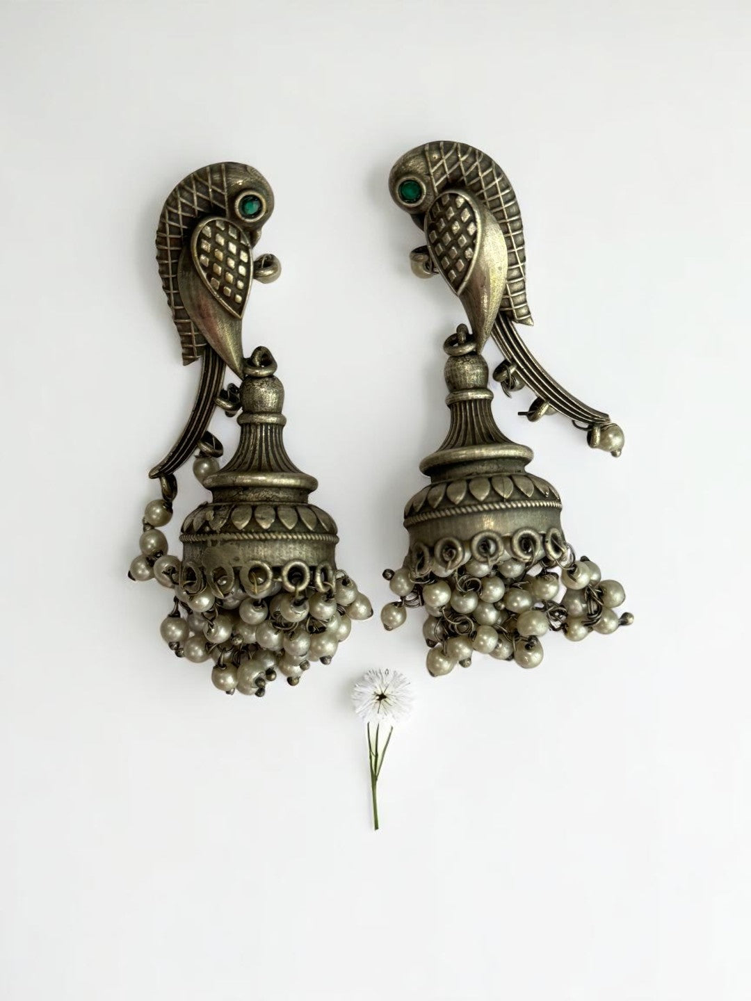 SILVER BIRDS SANSVI GERMAN SILVER EARRINGS