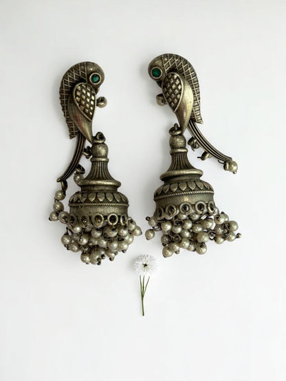 SILVER BIRDS SANSVI GERMAN SILVER EARRINGS