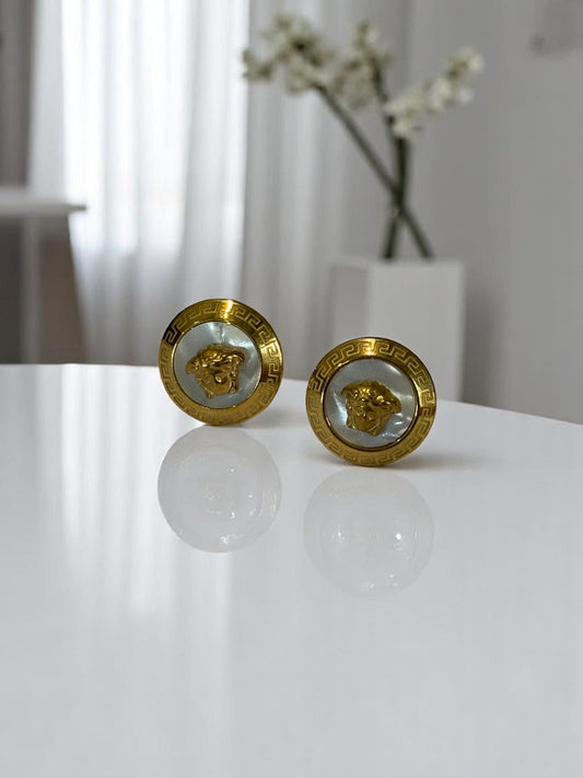 WHITE VERSACE STEVEN EARRINGS