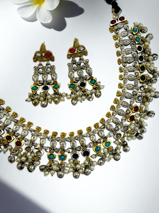 MULTI IDITHA GERMAN SILVER JEWELLERY SET