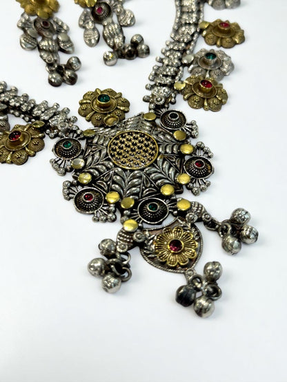 GREEN RUBY PRISHA GERMAN SILVER JEWELLERY SET