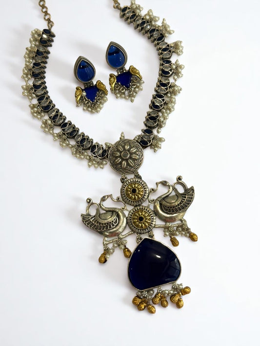 BLUE FAIRY GERMAN SILVER JEWELLERY SET