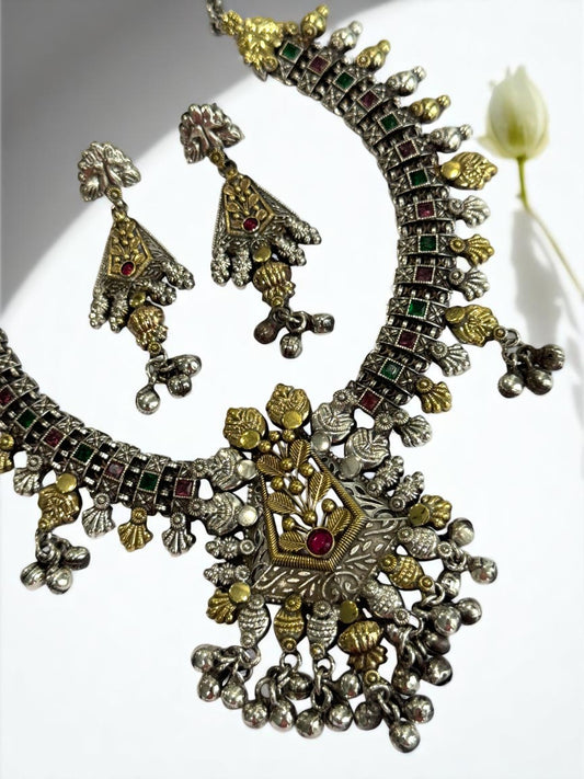 RUBY PRAGYA GERMAN SILVER JEWELLERY SET