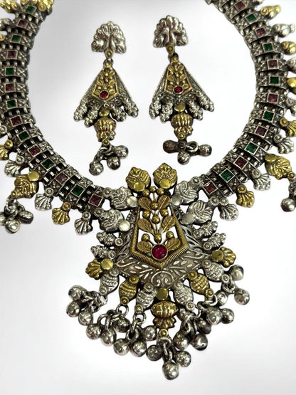 RUBY PRAGYA GERMAN SILVER JEWELLERY SET