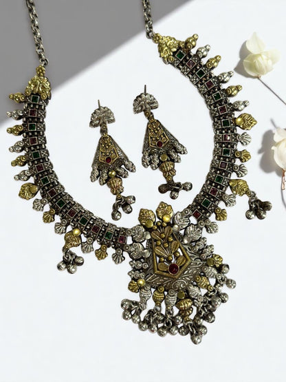 RUBY PRAGYA GERMAN SILVER JEWELLERY SET