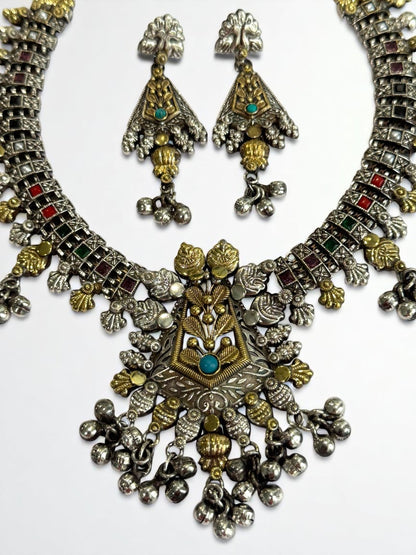 SKY BLUE PRAGYA GERMAN SILVER JEWELLERY SET