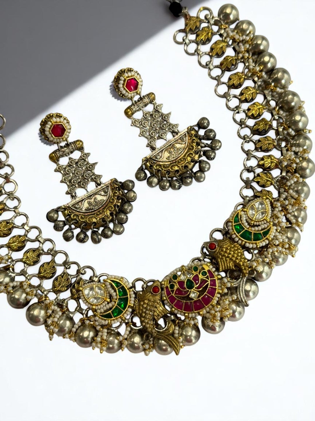 MULTI PRANAVI GERMAN SILVER JEWELLERY SET