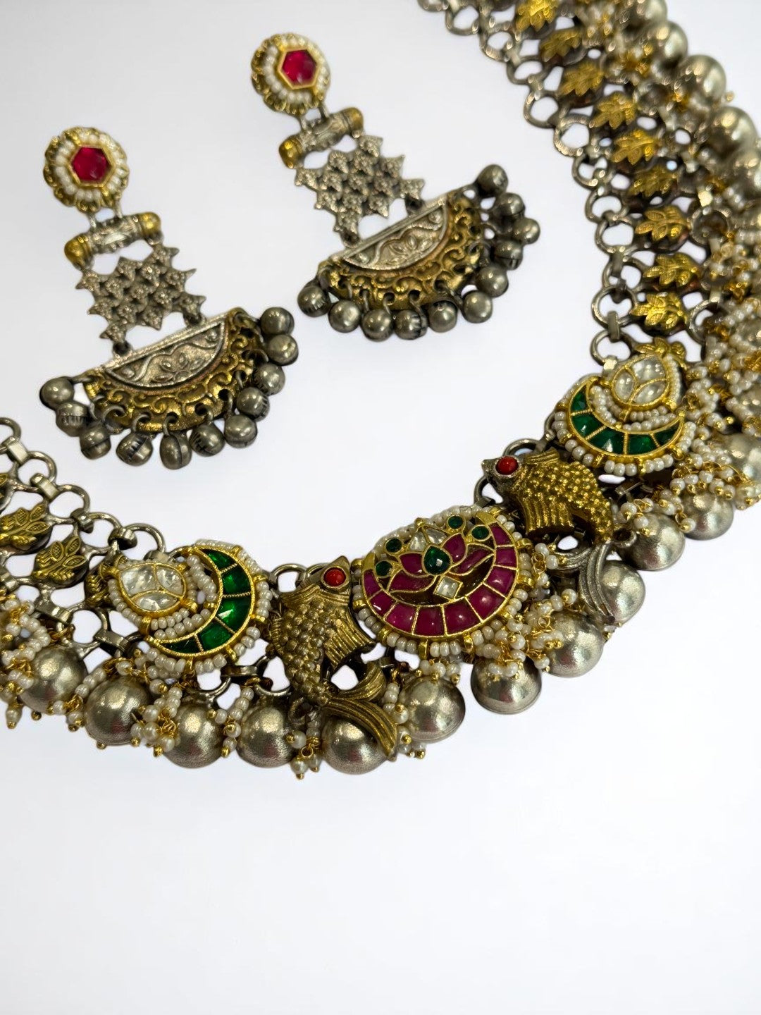 MULTI PRANAVI GERMAN SILVER JEWELLERY SET