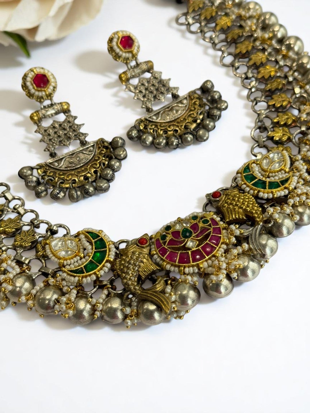 MULTI PRANAVI GERMAN SILVER JEWELLERY SET