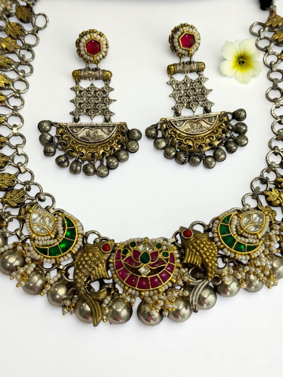 MULTI PRANAVI GERMAN SILVER JEWELLERY SET