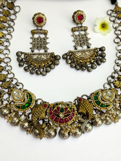 MULTI PRANAVI GERMAN SILVER JEWELLERY SET