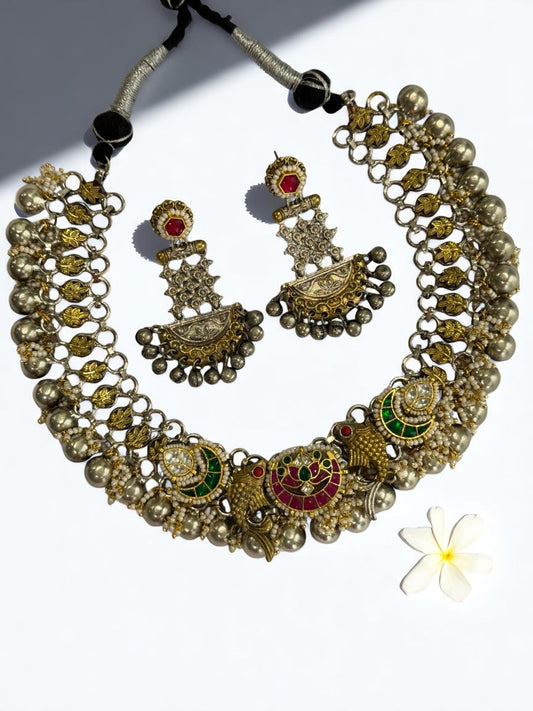 MULTI PRANAVI GERMAN SILVER JEWELLERY SET